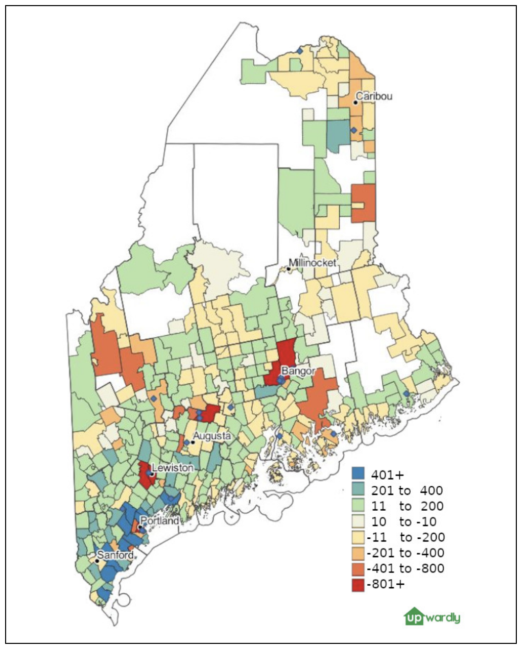 Net Number of Change of Address Requests by Zip Code from 2019 to 2022